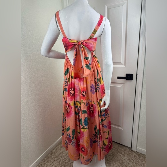 Farm Rio Tropical Dress Midi Maxi Fit & Flare Straps Tiered Ruffles XS. - Picture 7 of 13